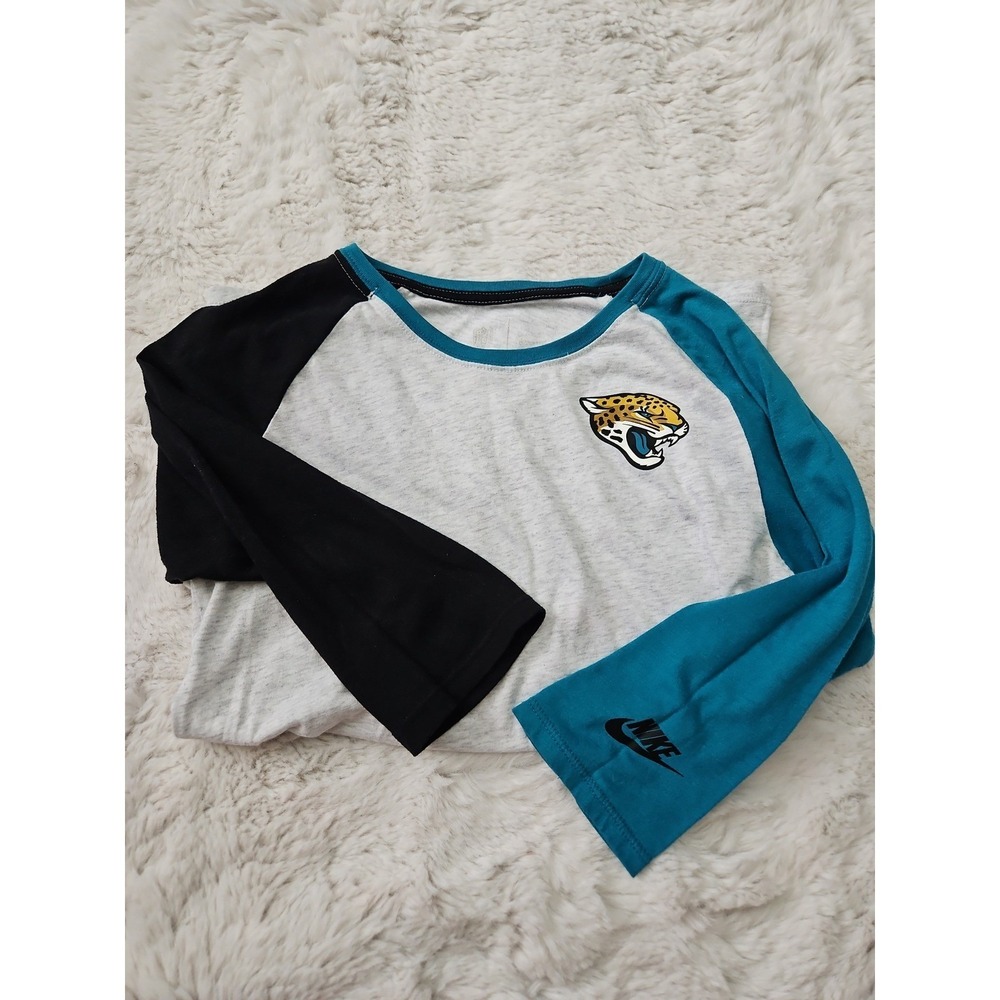 NFL Jacksonville Jaguars Raglan 3/4 Sleeve Shirt Heather Grey Teal Black